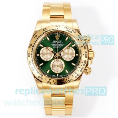 ARF 1:1 Clone Rolex Cosmo Daytona 904L Green Dial Swiss 4131 Yellow Gold Watch 